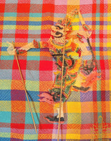 Set of 4 antique Nang Talung buffalo hide shadow puppets – Lersi, Hanuman, Yak, and Ai Theng