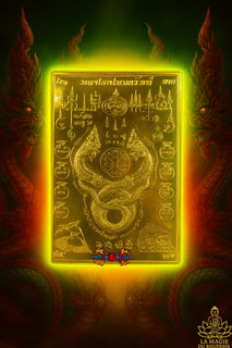 Carte sacrée dorée des Nâgas - chance, fortune et protection. La Magie du Bouddha.