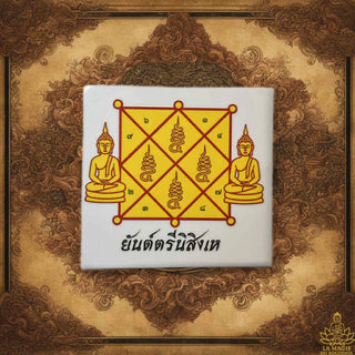 🛕 Autocollants protecteurs du Yant Trinisinghae, le bouclier mystique du Bouddha. La Magie du Bouddha.