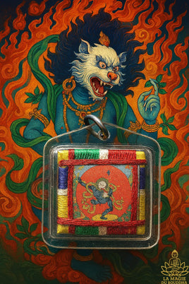 Amulette Tibétaine Yantra de Simhamukha - Dakini à la face de lion. La Magie du Bouddha.