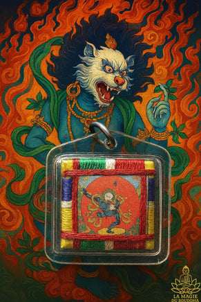 Amulette Tibétaine Yantra de Simhamukha - Dakini à la face de lion. La Magie du Bouddha.
