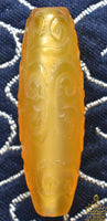 Perle sacrée tibétaine jaune sculptée – idéale pour mala de Jambhalla La Magie du Bouddha.