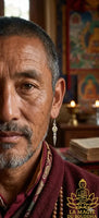 Boucle d’oreille tibétaine phurba en métal argenté La Magie du Bouddha.