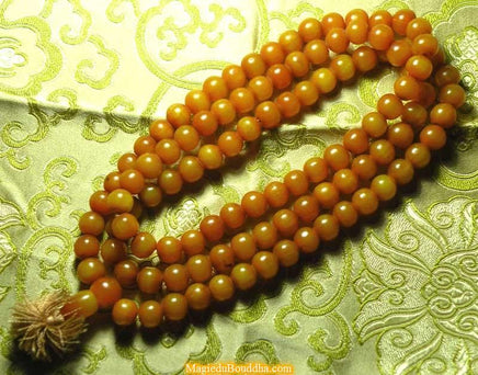 Grand mala Tibétain en résine couleur ambre