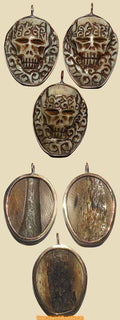 Pendentif Tibétain crane tantrique Citipati - os de yack et cuivre La Magie du Bouddha.