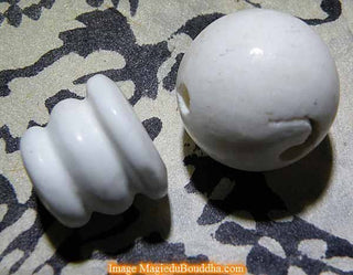 Perle de tête pour mala Tibétain - En conque fossile 