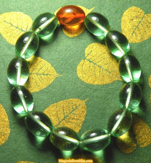 Mala de poignet / bracelet - Verre et ambre - Vénérable Bikkhuni Phra Ajarn Yaï KhongSen. La Magie du Bouddha.