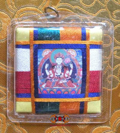 Amulette Tibétaine Yantra de Chenrezi - Protection générale. La Magie du Bouddha.