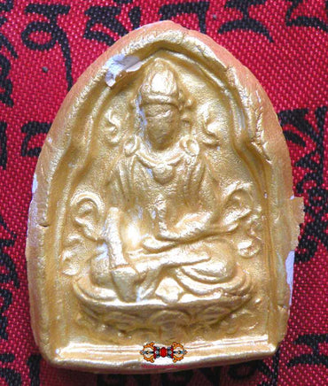Amulette Tsa Tsa dorée du Bouddha de longue vie. magiedubouddha