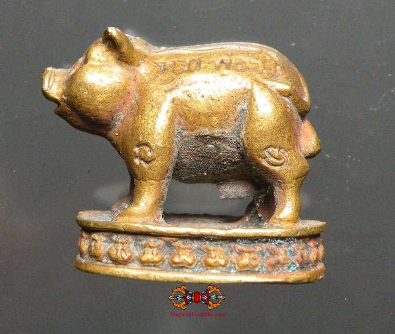 Amulette Thai cochon de fortune Moo Thong - Très Vénérable LP Pern.