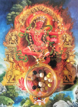 Amulette Tibétaine pilules sacrées Rilbu de Kurukullé (dakini de la magie et des enchantements). La Magie du Bouddha.