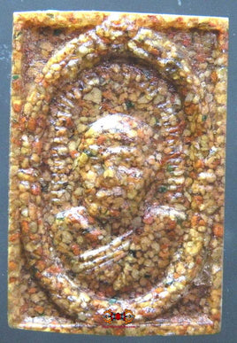 Amulette en tuiles anciennes portrait du Très Vénérable LP Sodh - Wat Paknam. La Magie du Bouddha.