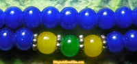 Tibetan glass mala - black / blue / white colors. 