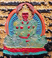 Grande plaque votive Tibétaine Tsa Tsa du Bouddha de longue vie Amithayus.
