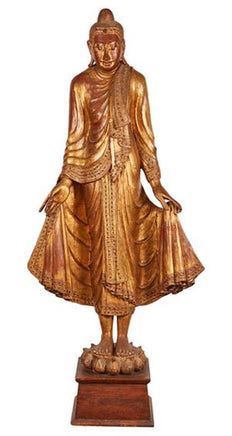 Amulette dorée du Bouddha debout magiedubouddha