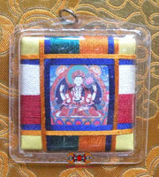 Grande amulette tibétaine Yantra de Chenrezi.