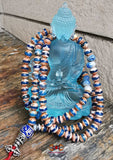 Chapelet Tibétain en agate bleue et céramique - Pour la méditation du Bouddha de médecine.