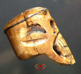 Grosse perle crâne en os de yack du Tibet - Porte encens tantrique.