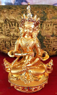 Statuette dorée consacrée de Dorje Sempa (Vajrasattva). La Magie du Bouddha.