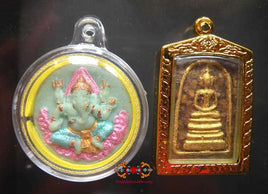 Amulettes Thai de Phra Somdej + Ganesh - Très Vénérable LP Ruay. La Magie du Bouddha.