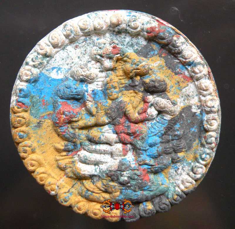 Grande amulette Jatukham Rammathep et Lersi multicolore.