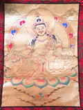 Thangka dorée du Dieu Tibétain des richesses (Jambhala / Kubéra).