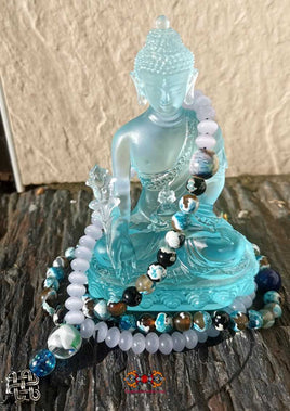 Chapelet Tibétain bleu pour la pratique du Bouddha de médecine Sangye Menla. La Magie du Bouddha.