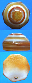 Yeux magiques Tibétains octogonaux en agate couleur saumon. magiedubouddha