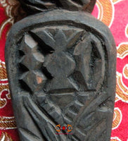 Grande dague rituelle Tibétaine Phurba en bois sculpté - Style Tamang. La Magie du Bouddha.