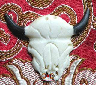 Pendentif Tibétain crâne de yack - os et corne de yack vendor-unknown