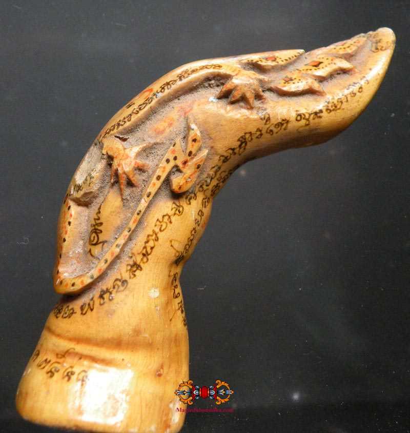 Statuette Thai gecko Jingjok Song Hang en bois sacré.