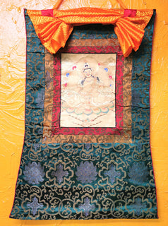 Thangka dorée du Dieu Tibétain des richesses (Jambhala / Kubéra). magiedubouddha